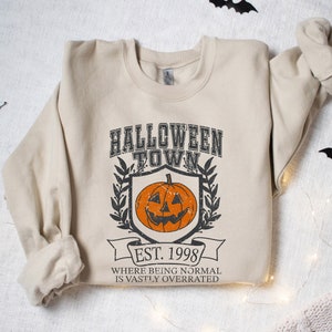 Sudadera de la Universidad de Halloweentown, sudadera de Halloween Town Est 1998, sudadera de otoño, camisa de calabaza, sudadera de Halloween para mujer