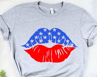 4th Of July Shirt, American Flag Lips,Freedom Shirt, Fourth Of July Shirt, Patriotic Shirt, Independence Day Shirts, Patriotic Family Shirts