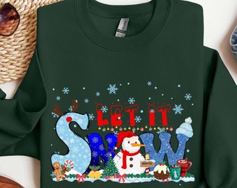 Let it Snow Shirt, Merry Christmas Sweatshirt, Cute Winter Sweater, Christmas Shirt for Women, Christmas Holiday Shirt, Let it snow Hoodie
