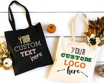 Personalized Tote Bag, Add Your Own Text, Custom Logo Tote Bag, Custom Design Tote Bag, Customized Tote Bag, Tote Bag