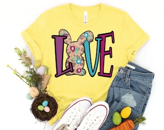 Happy Easter LOVE Shirt, Easter Bunny Shirt, Kids Easter Shirt, Cute Easter Shirt,Easter Day Shirt, Easter Bunny Shirt