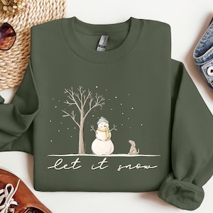 Shirt Let It Snow, sneeuwpopsweater, kerstsneeuwpopshirt, kerst ronde hals, vakantietrui, kerstcadeau, kerst-T-shirt, kerst-T-shirt