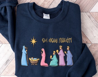 Oh Holy Night Sweatshirt, Jesus Is The Reason For The Season Sweatshirt, Christian Christmas Shirt, Christmas Jesus Shirt, Jesus Christmas