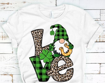 LOVE Patrick Day Gnomes Shirt, St. Patricks Day Shirt, Shamrock Lucky Lips, Four Leaf Clover, Shamrock Shirts, Patrick's Day, Irish Tshirt