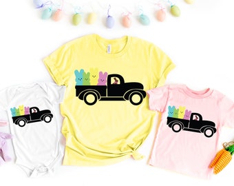 Easter Bunny Truck With Peeps Shirt, Easter Peep Shirt, Easter Bunny Shirt, Kids Easter Shirt, Cute Easter Shirt,Easter Day Shirt