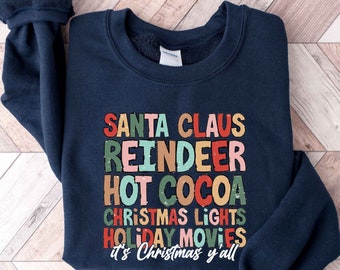 Santa Claus Hot Chocolate Sweatshirt, Hot Chocolate Shirt, Christmas Light Shirt, Tis The Season Christmas Shirt, Funny Shirt, Santa Tee