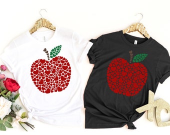 Valentine&#39;s Day Shirt, Apple Hearts Shirt, Teacher Valentine&#39;s Day Shirt, Cute Valentine Shirt, Valentines Day Gift, Valentines Shirts