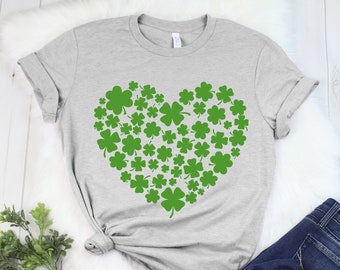 Shamrock Heart Shirt, Lucky Charm Shirt, St. Patricks Day Shirt, Shamrock Lucky Shirt, Four Leaf Clover, Shamrock,  Irish Tshirt