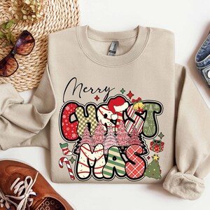 Vrolijk kersttrui, vrolijk en helder sweatshirt, kerstshirts, familie kersttruien, kerstsweaters voor dames