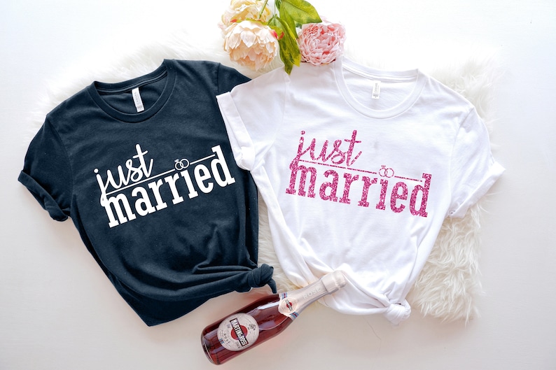 Just Married Shirts, Honeymoon Shirts, Newlywed Shirts, Wedding Shirt, Wife And Hubs Shirts, Just Married Shirts, Couples Shirts image 1