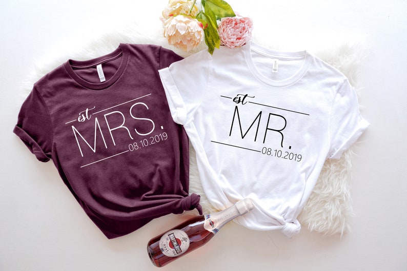 Mr And Mrs, Mr and Mrs shirts, Honeymoon Shirts, Newlywed Shirts, Wedding Shirt, Wife And Hubs Shirts, Just Married Shirts, Couples Shirts image 1