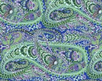 Paisley Jungle Cobalt Kaffe Fassett Philip Jacobs GP69.COBALE for Kaffe Collective Sold BTY Purple background GORGEOUS!