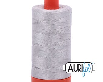 Aurifil 2615 Aluminum Color Mako Cotton Thread 50 wt 1300 meter Quilting/Piecing Thread