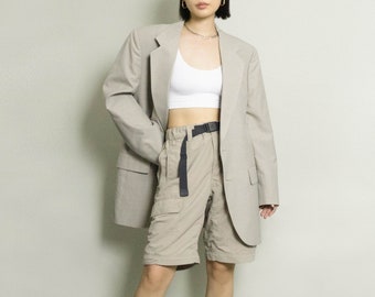 Vintage Slubby Textured Blazer | Taupe/ French Gray | S/M/L | Sportcoat | Suit Jacket | Designer | Classic | Unisex | Grey