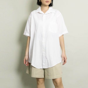 Vintage OLEG CASSINI Classic Short Sleeve Shirt White S/M/L Button Up Dress Shirt Minimalist Designer image 2