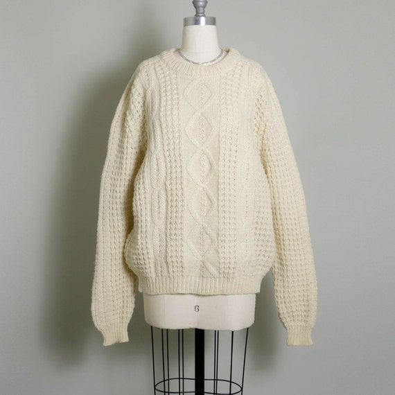 Vintage Chunky Cable Knit Sweater | Cream | Soft … - image 6