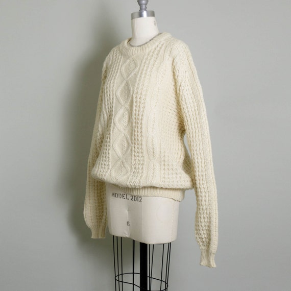 Vintage Chunky Cable Knit Sweater | Cream | Soft … - image 2