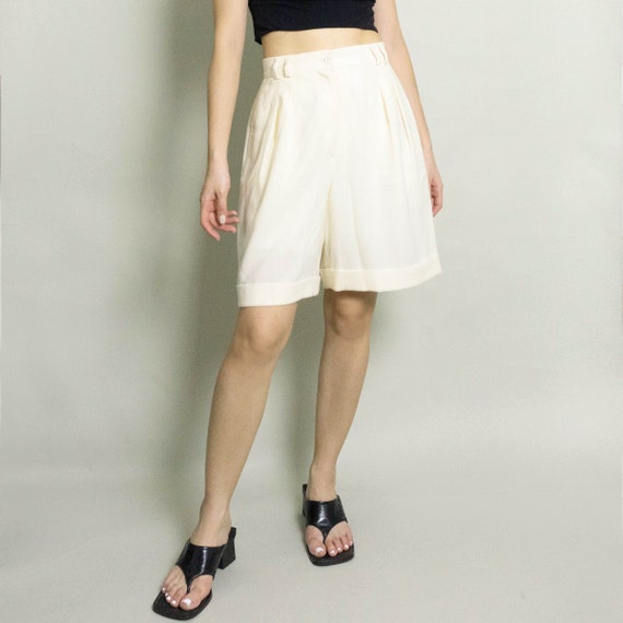 Vintage SAHZA Double Pleated Short | Cream | 27W … - image 2