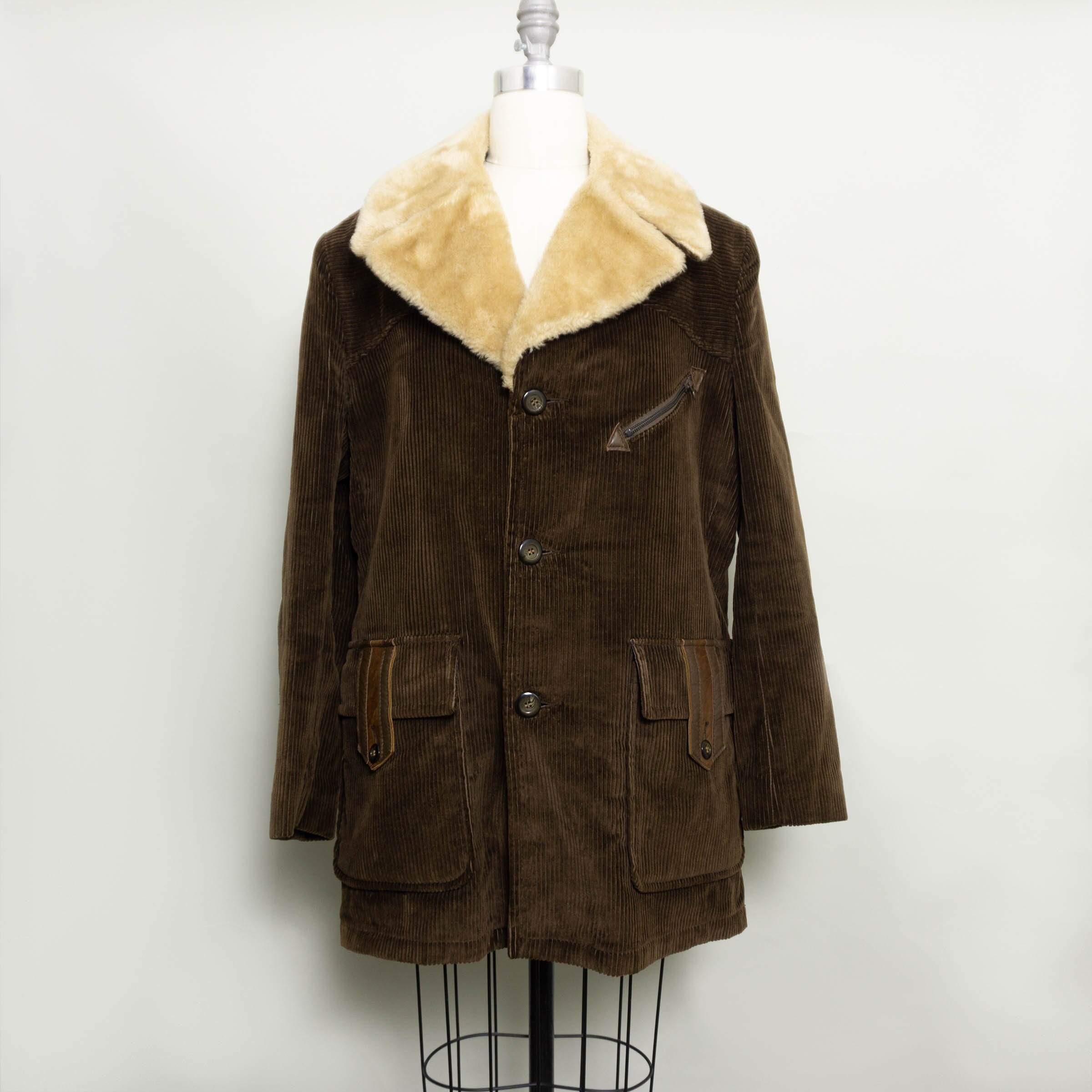 【70s】Euro Vintage Corduroy Coat フランス製 Vintage 70s Car Coat JC Penney Towncraft Brown Corduroy Belt