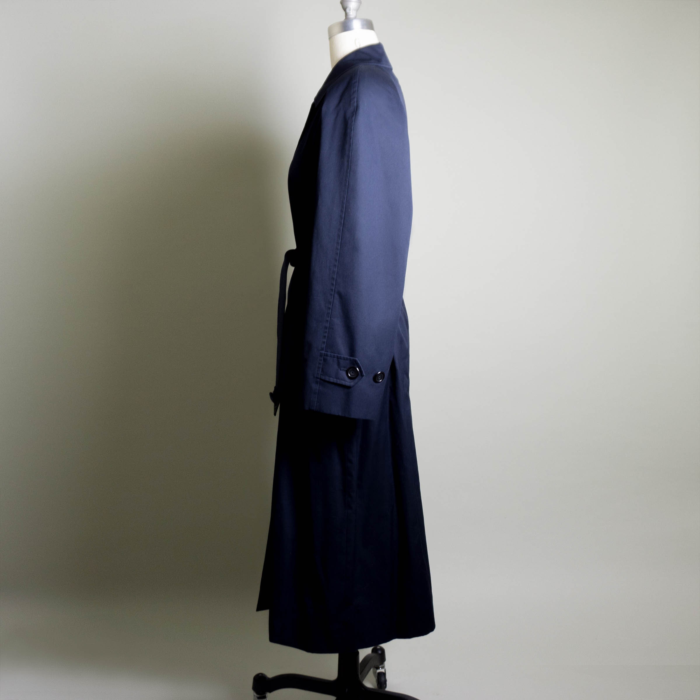 Vintage Aquascutum Cotton Trench Coat: Navy Blue, Gingham