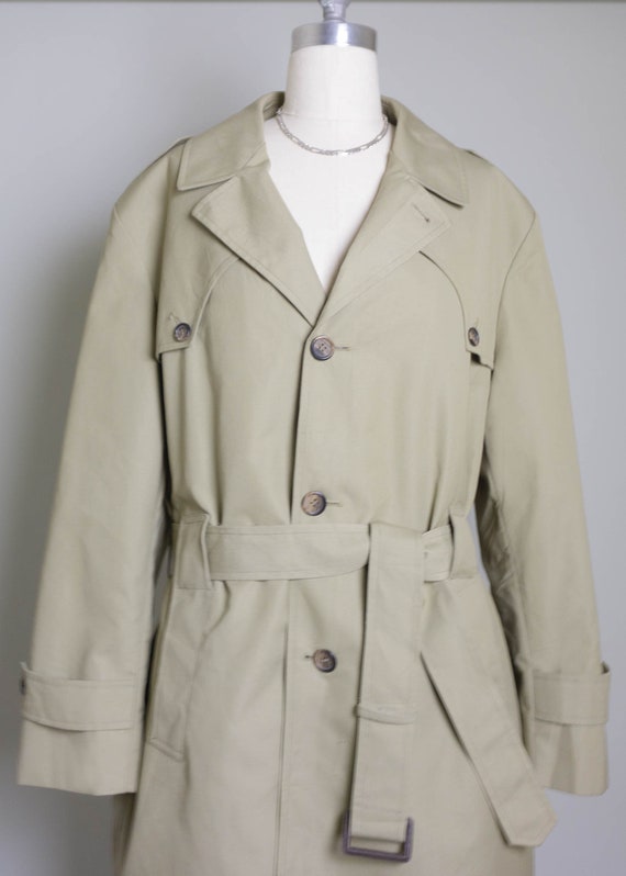 Vtg Belted Trench Coat With Winter Liner | Grey/ … - image 4