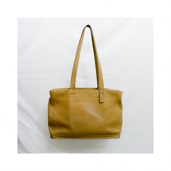 Vtg COACH Leather XL Tote Shoulder Bag | Tan Beig… - image 7