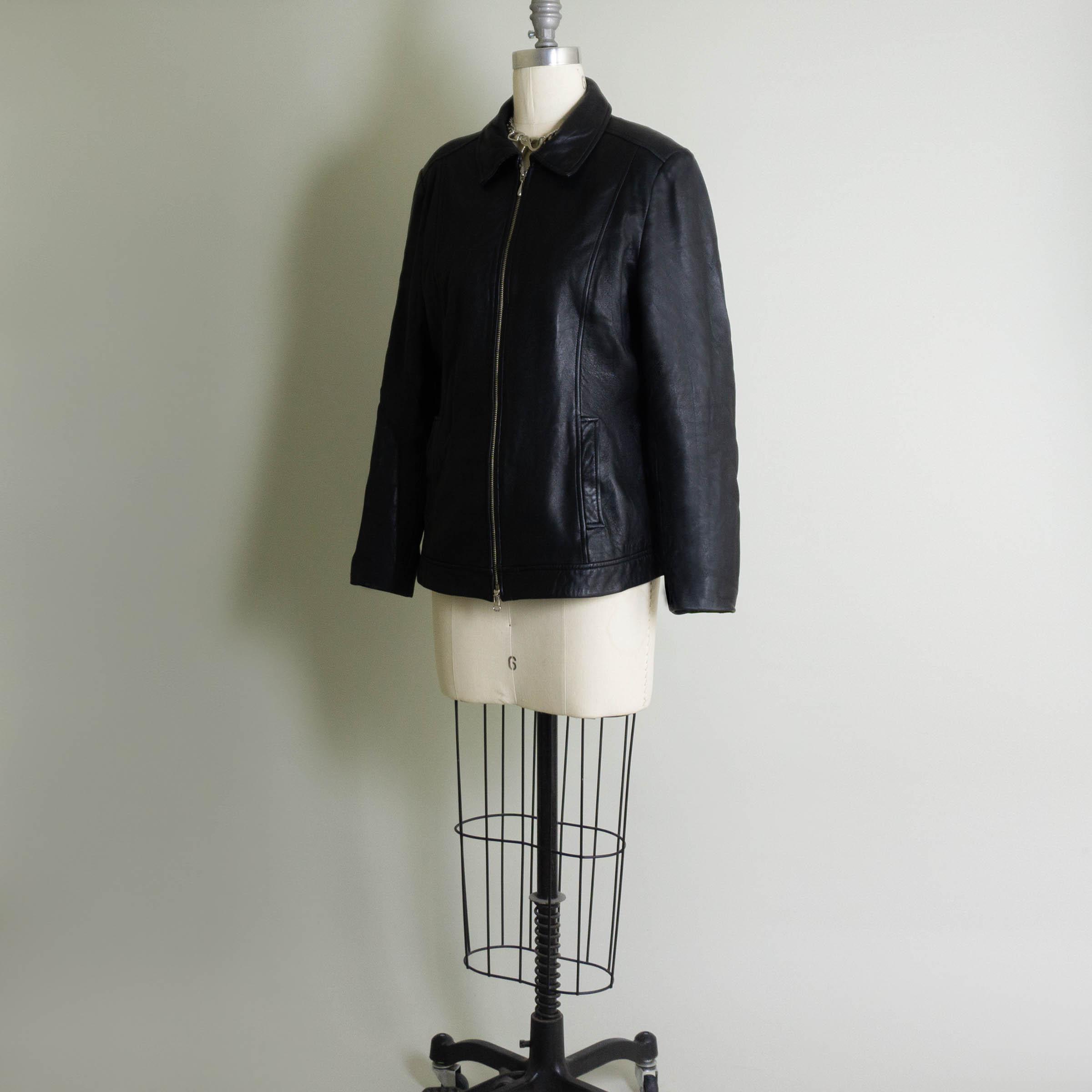 Vintage GENUINE Leather Full Zip Jacket | Black | S | Pockets