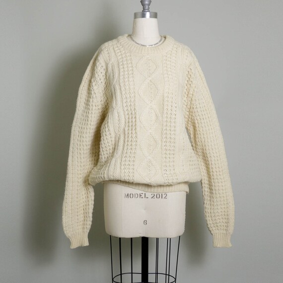 Vintage Chunky Cable Knit Sweater | Cream | Soft … - image 1