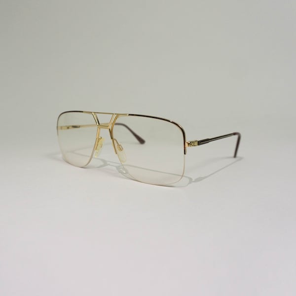 1980ER Jahre KARL LAGERFELD Vintage minimalistischen optischen Aviator Halb-Rimmed Gläser | Gold | Braune Schildkröte | Brille