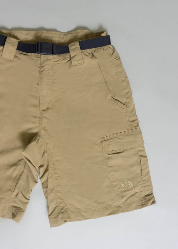 Vintage North Face Hiking Shorts: Beige Nylon, Belted, 31W