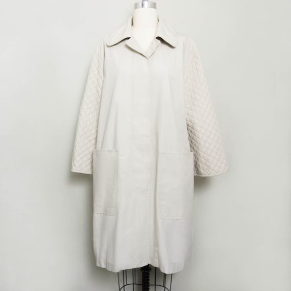 Vintage VALENTINO Quilited Mac Trench Coat | Ecru… - image 2