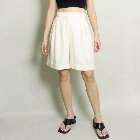 Vintage SAHZA Double Pleated Short | Cream | 27W … - image 4