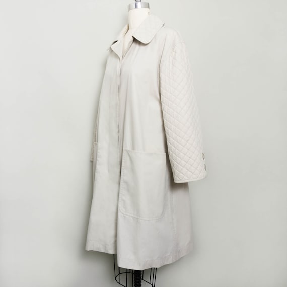 Vintage VALENTINO Quilited Mac Trench Coat | Ecru… - image 4