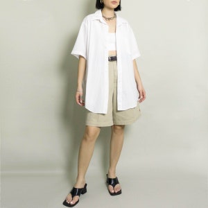 Vintage OLEG CASSINI Classic Short Sleeve Shirt White S/M/L Button Up Dress Shirt Minimalist Designer image 4