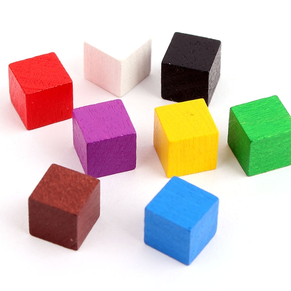 Wooden cubes - classic 8mm - 8 color options - for your board games / PnP