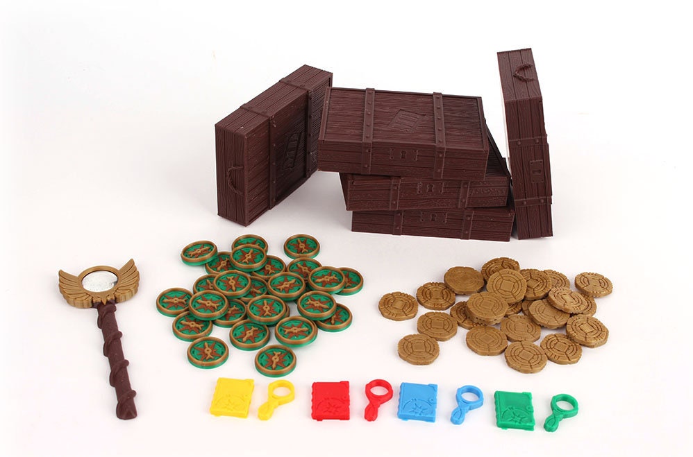 Lost Ruins of Arnak 3D compasses, coins, staff, player tokens - Licen…