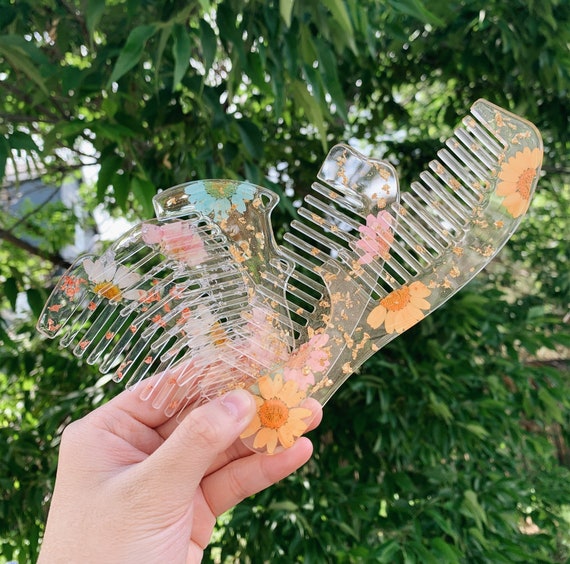 Floral Custom Resin Hair Combs Handmade Decorative Resin Hair Combs Gifts For Her Combs Brushes