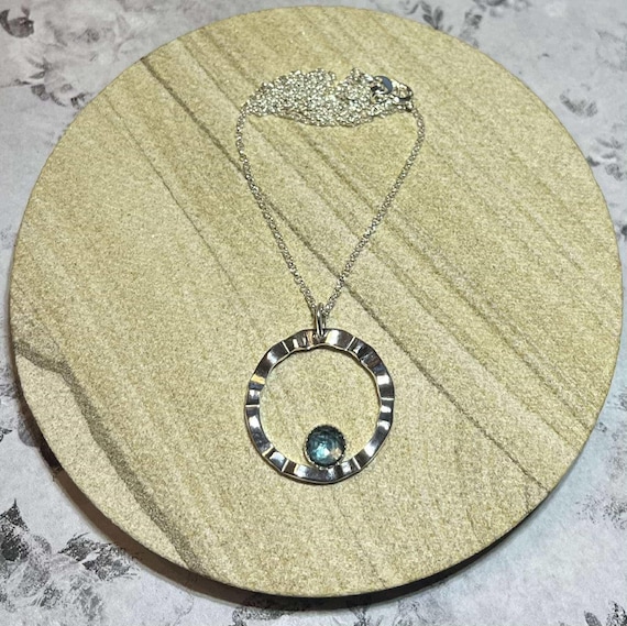 London Blue Topaz Sterling Silver Pendant, chic birthday gift, fairycore jewelry, angelcore necklace, November birthstone