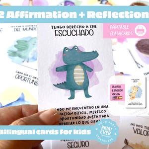 32 zweisprachige Affirmationskarten für Kinder – Englisch & Spanisch – Ausdrucke für positive Denkweise – Emotionales Lernen – Sofortiger Download
