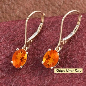 Mesmerizing Fire Opal Earring, Unique Fire Opal Dangle Earring, Oval Fire Opal Lever Back Earring, Gift For Her Mother Gift Fine Jewelry