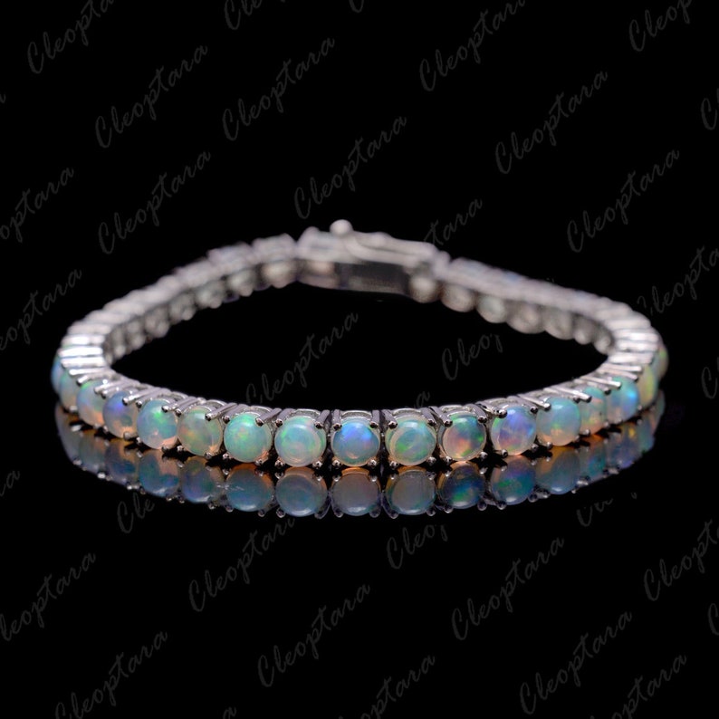 Unique Opal Tennis Bracelet, shops Ethiopian Opal Bracelet Minimalist Opal Bridal Tennis Bracelet gift for Mother Her Love Antique Silver Bracelet