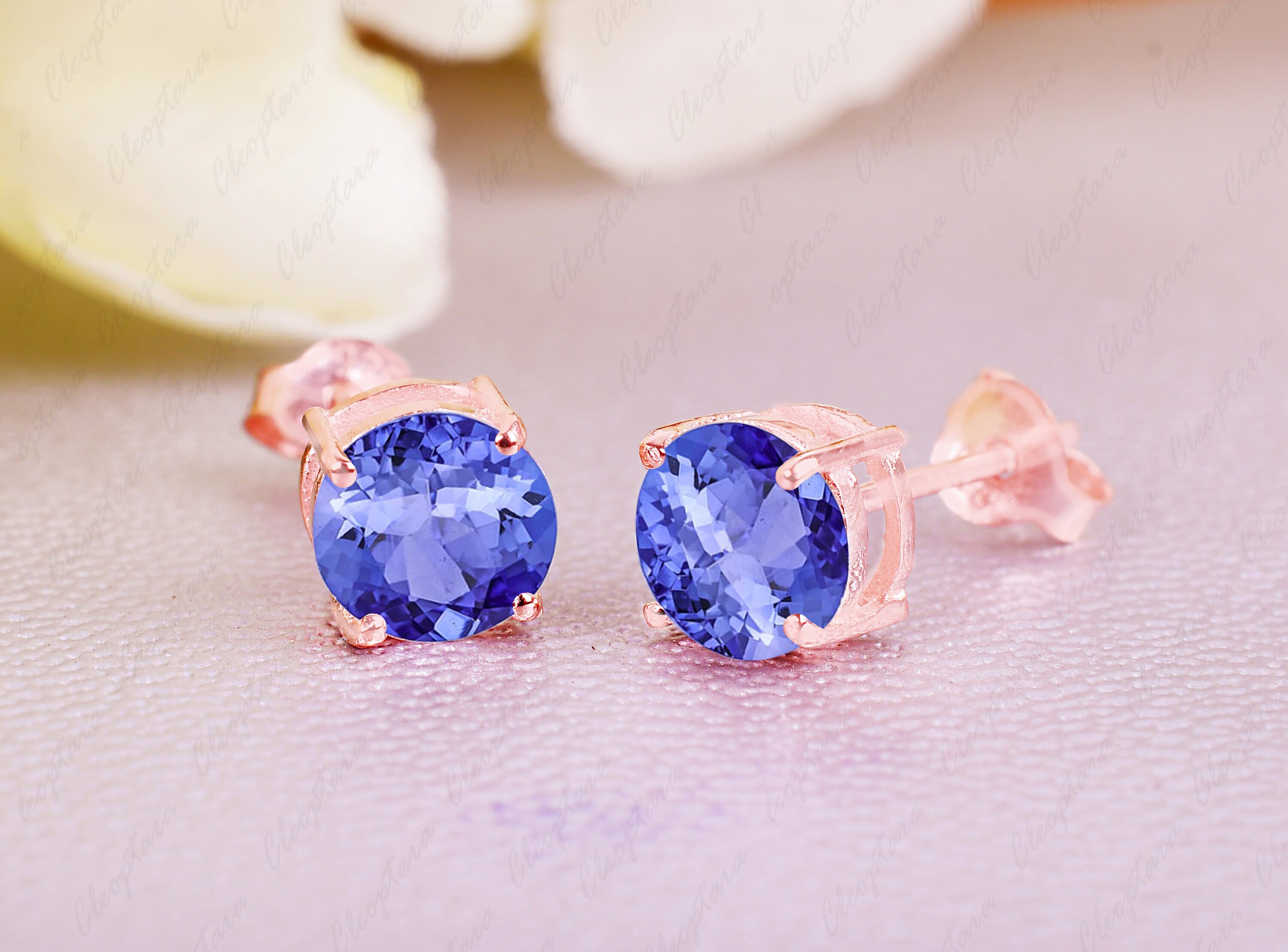 Rose gold sale tanzanite earrings