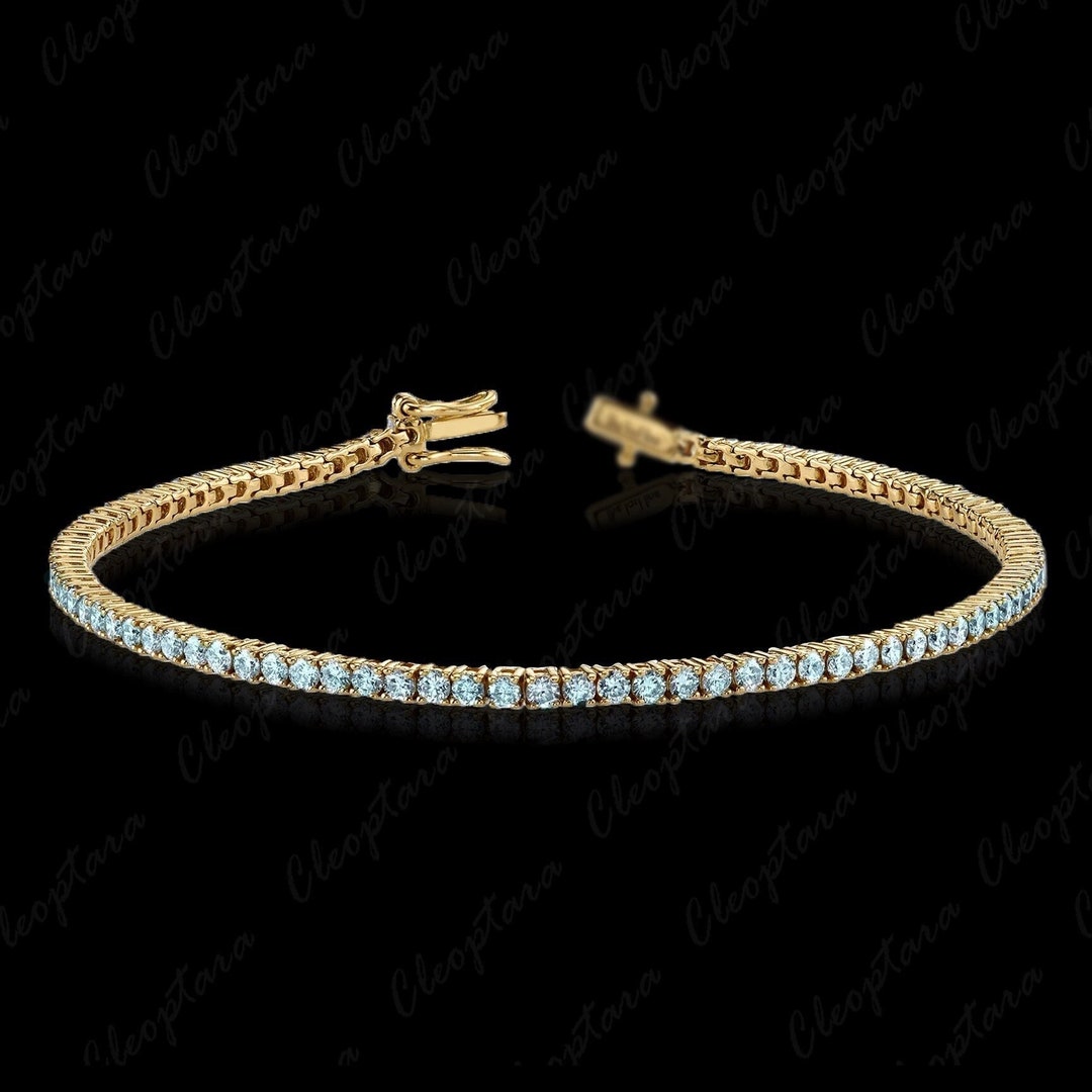 Vintage Aquamarine Tennis Bracelets, Unique Round Cut Bridal Engagement