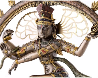 Dancing Shiva Nataraja Statue, Bonded Bronze Dancing Shiva Natraja Idol, Temple Mandir Altar Outdoor Yoga Studio Religious Home Decor.