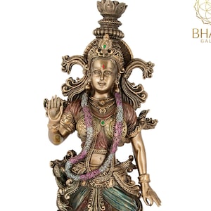 Radha Statue, 37 cm Bronze Finish Goddess Radha Statue, Indian Lady Figure, Shyama, Kishori. Hindu Goddess of love, Compassion & Devotion