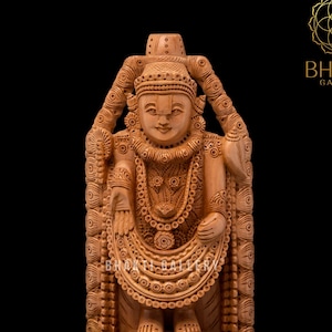 Wooden Tirupati Balaji Figure, 26 cm Wooden Shree Venkateswara Idol, Wood Tirupati Balaji Statue, Venkata Statuette, Srinivasa Figure