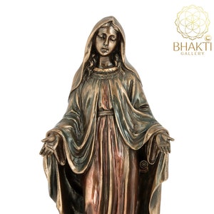 Mother Mary Statue, Virgin Mary Statue, 20 cm Small size Bronze Finish Mother Mary Statue, Christmas Gift, Christian God, Jesus Mother.