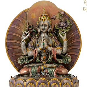 Avalokiteshvara Statue, 15 cm Small size Bonded Bronze Avalokiteshvara Idol, Chenrezig, Chenrezik, Bodhisattva, Jana Baha Dyah, Lokeshvara