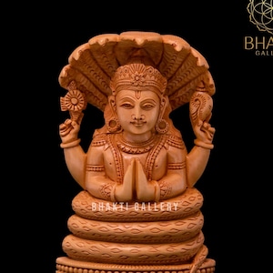 Wooden Patanjali Statue Small, 13 cm Small Size Hand Craved Sage Patanjali Figure in Wood, Wooden Patanjali Sculpture, Wood Patanjali Idol
