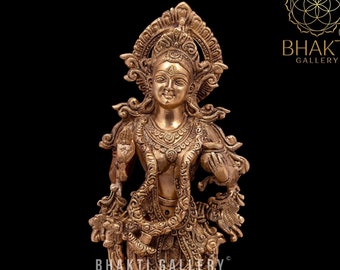 Brass Radha Rani Statue, 45 cm Big Large size Goddess Radha Idol in Brass, Indian Lady Sculpture, Shyama, Kishori, Goddess of Devotion